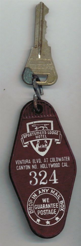 Vintage Hotel Key Fob Sportmens Lodge Hotel Hollywood California