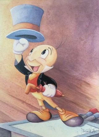 Disney Fine Art Pinocchio Jiminy Cricket “a Well Dressed Conscience” Canvas