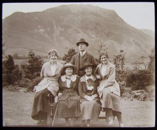 Glass Magic Lantern Slide Edwardian Family Seated Dated 1919 Photo