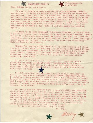 1944 Typed & Signed Letter From Mickey,  Broadway Playwright?,  World War Ii,  Fdr