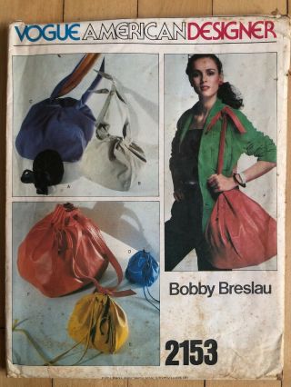 Vintage Vogue American Designer Bobby Breslau Purse Pattern 1979 Uncut