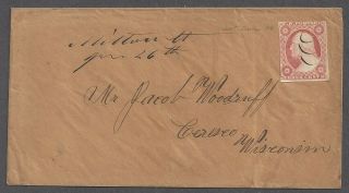 Milton,  Ct Manuscript Jun 26th & Pen Cancel On Scott 11 To Wisconsin 1850s