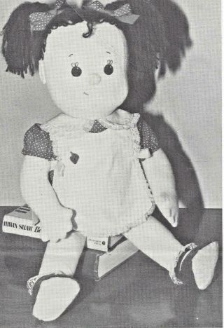 23 " Vintage Cloth Soft Sculpture Art Doll Easy Joint Dress Pinafore Shoe Pattern