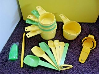 Tupperware Measuring Cups & Spoons Yellow & Green Complete,  Gadgets