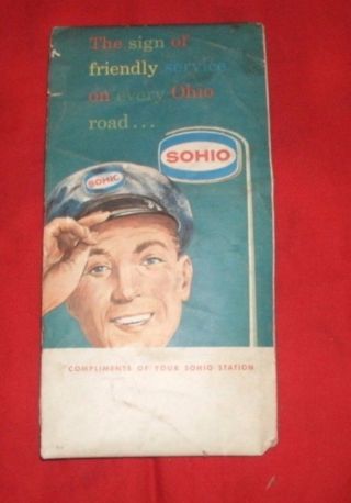 1960 Sohio Ohio Vintage Road Map Petroliana Man Cave Mcm Collectible