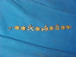 1930s Mickey Mouse Jewelry Enameled Bracelet W 3 Images,  Flowers