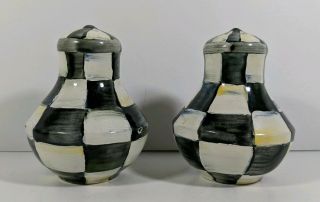 Mackenzie Childs Enamel Courtly Check Salt And Pepper Shakers