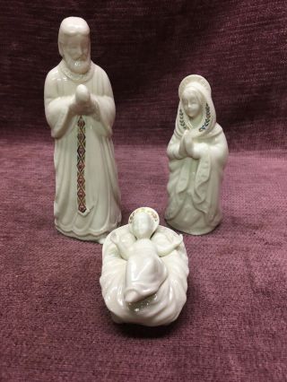 Vintage Lenox China Jewels Nativity Joseph,  Mary And Baby Jesus - Nwob