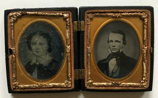 Union Gutta Percha Double Cased Tintypes/probably Husband & Wife/9th Plate