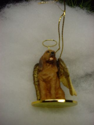 Bloodhound Dog Angel Ornament Resin Hand Painted Figurine Christmas Collectible