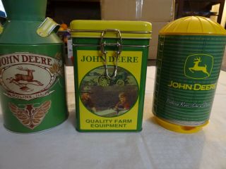 John Deere Storage Box & Milk Can Collector Tins & Silo Dispenser Coaster Set