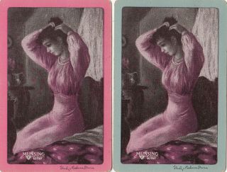 2 Swap Playing Cards Vintage Lady Advertising Munsing Wear