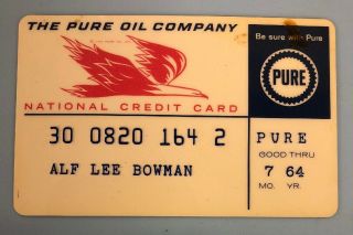 Vintage 1964 Pure Oil National Credit Card