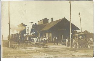 Chillicothe Illinois Rppc Real Photo Postcard Depot Station Railroad Train Rr