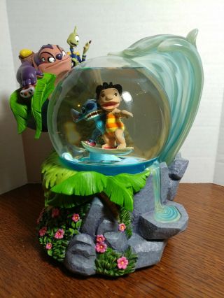 Disney Lilo And Stitch Surfing Snow Globe Music Box Plays Aloha Oe