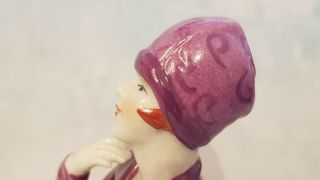 Art Deco Style 1920 ' s Flapper Lady With Cloche Hat Pin Cushion Half Doll 3