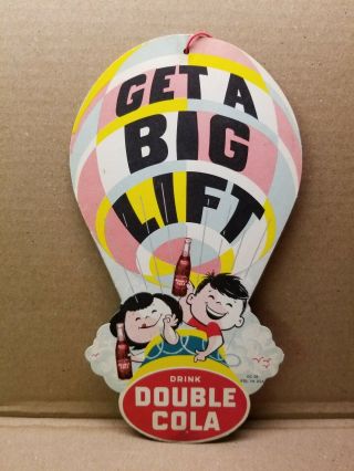 Vintage 1950s Drink Double Cola Fan Pull Dc - 28 Double - Sided 9 " Get A Big Lift