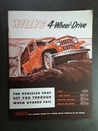Vintage 1950s Booklet Brochure Jeep Willys Overland 4 - Wheel Drive Truck Van