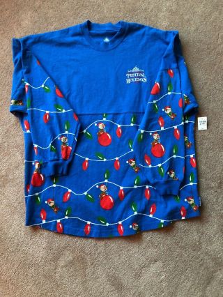 Disney Parks Epcot Festival Of The Holidays 2019 Chip & Dale Spirit Jersey L NWT 2