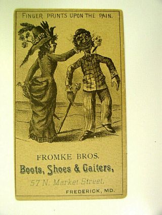 Early Frederick Md - Fromke Bros.  Boots Shoes & Gaiters Business Trade Card