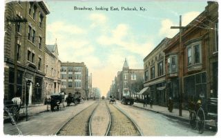 Paducah Kentucky Ky - Broadway Looking East - Postcard