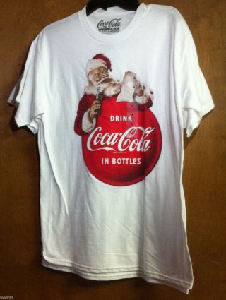 Christmas Vintage Coca Cola T Shirt White 100 Cotton Size Medium Great Gift