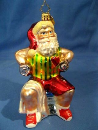 Vintage Christopher Radko Christmas Ornament Bodybuilder Santa Series No Box Mnt