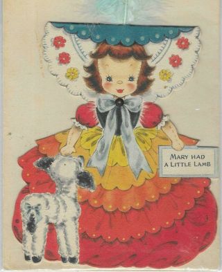 1947 Hallmark Land Of Make Believe Mary Had A Little Lamb Card - - - B163