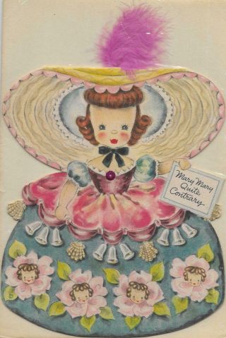 1947 Hallmark Land Of Make Believe Mary Mary Quite Contrary Card - - - B157