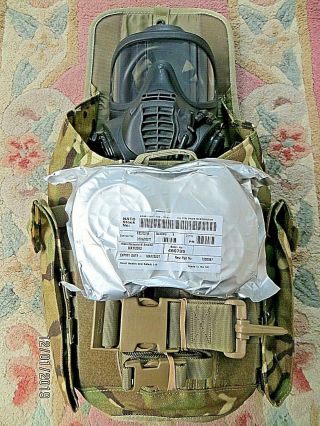 British Army Gsr Gas Mask,  Size 3/3,  Foil Wrapped Filters And Good Haversack