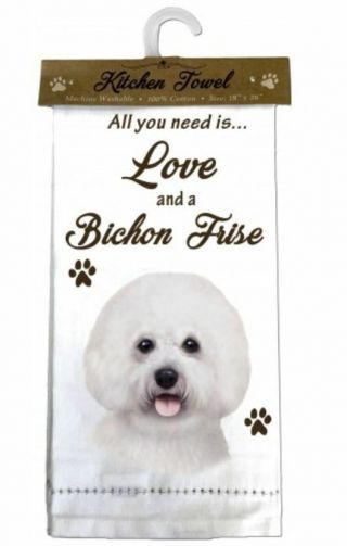 Bichon Frise Dog Cotton Kitchen Dish Towel
