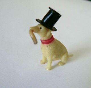 Vintage Japan Plastic Circus Dog With Top Hat Cane