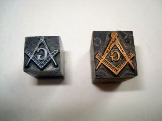 2 Diff Masonic Fraternal Printers Block Letterpress Cuts For Display Or Printing