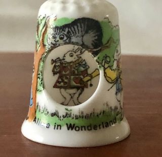 Alice In Wonderland Collectible Sewing Thimble Bone China Great Britain Cut Out