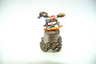 Thimble Pewter Stephen Frost Handpainted Rocking Horse Topper & It Moves W/toys