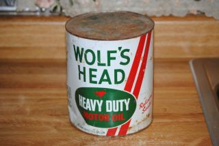 Vintage Wolfs Head Heavy Duty Motor Oil 1 Gallon Metal Can