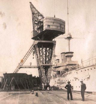 China German Gunboat S.  M.  S.  Bismarck Mole Qingdao - 1 Orig.  Real Photo ≈ 1906