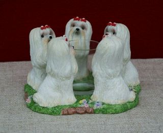 Continental Creations True Friends Maltese Puppy Dogs Votive Candle Holder 2002