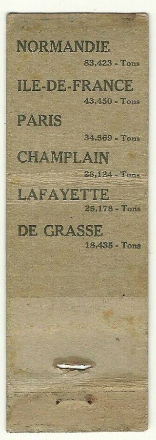 Vintage matchbook cover - French Line - NORMANDIE - THE WORLDS LARGEST SHIP 2