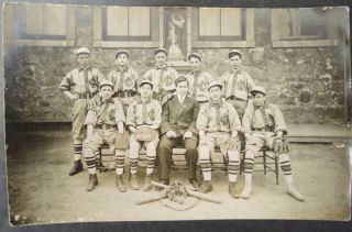 Three Great Early RPP Postcards - Baseball Team In Uniform & School Brass Band 2