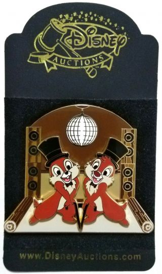 Disney (p.  I.  N.  S. ) Chip & Dale Disco Ball Slider Top Hat Cane Pin Le 500