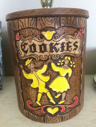 Vintage 1962 Treasure Craft Cookie Jar Dancing Dutch Boy & Girl Made In Usa