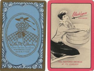 2 Swap Playing Cards Vintage Lady Advertising Clothes Ruth Mculloch & Knitwear