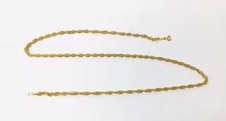 14k Solid Yellow Gold Rope Chain Necklace 19 Inch 3.  7g Wear Scrap Vintage