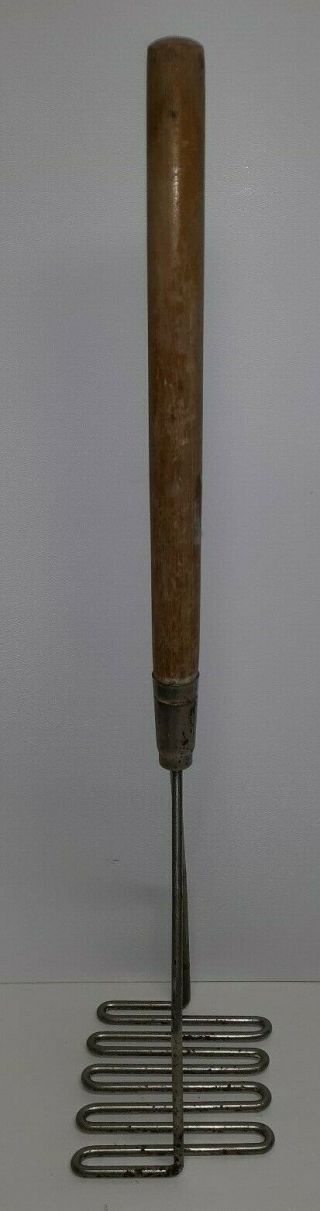 Vintage POTATO Cabbage MASHER Long wooden handle LARGE 24” 2