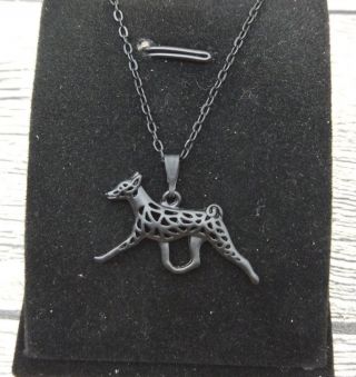 Running Basenji Pendant Dog Black Plated Chain Necklace Gift Rescue Animal Puppy