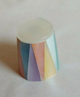 Vtg Thimble Multi Color Mother Of Pearl Triangle Panels Orig Sticker Philippines