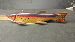 Vintage Folk Art Jay Mcevers Fish Decoy Ice Fishing Rod Reel Lure