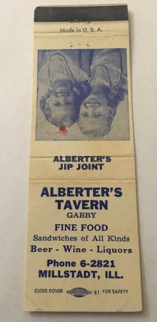 Vintage Matchbook Cover Matchcover Alberter’s Tavern Millstadt Il