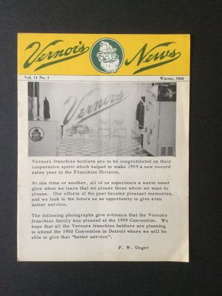Vintage Vernor’s Ginger Ale Company Employee Newsletter Winter 1960